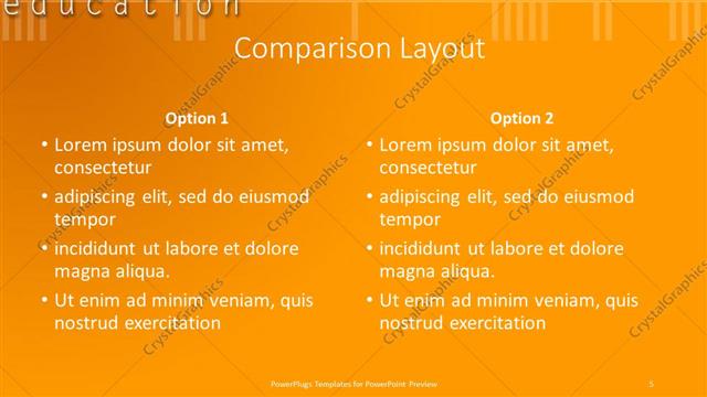 Comparison presentation slide layout
