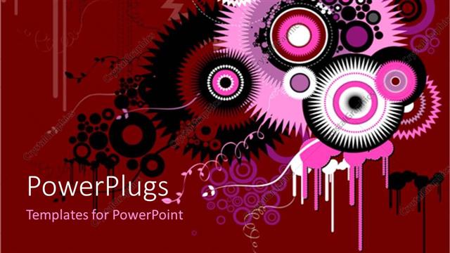  Presentation with abstract red - Abstract design with various shaped colorful bubbles over dark red background