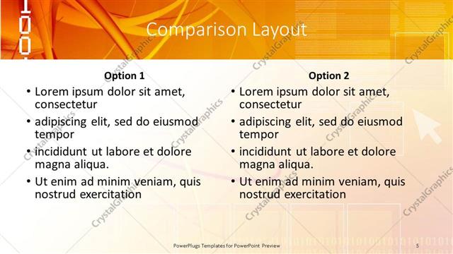 Comparison presentation slide layout