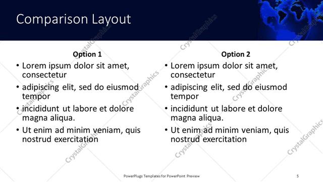 Comparison presentation slide layout