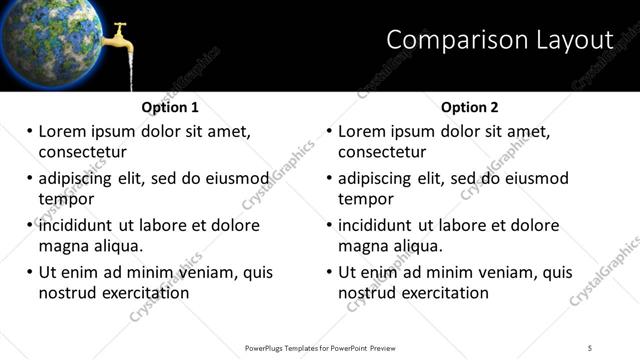 Comparison presentation slide layout