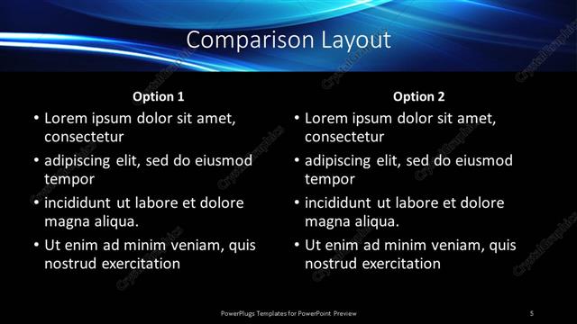 Comparison presentation slide layout