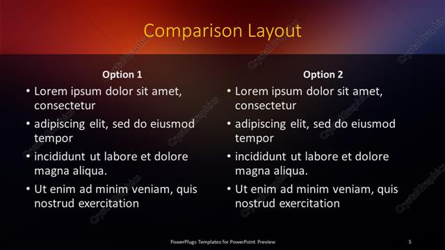 Comparison presentation slide layout