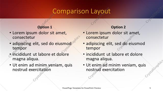 Comparison presentation slide layout