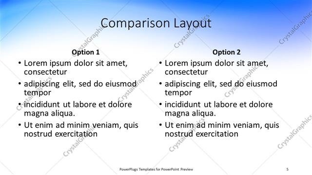Comparison presentation slide layout