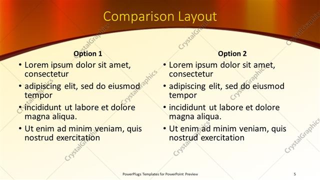 Comparison presentation slide layout