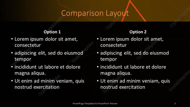 Comparison presentation slide layout