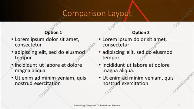 Comparison presentation slide layout