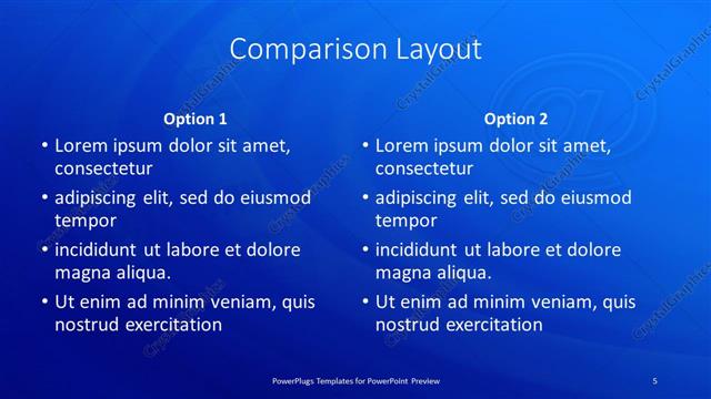 Comparison presentation slide layout