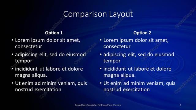 Comparison presentation slide layout