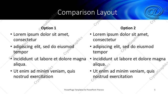 Comparison presentation slide layout