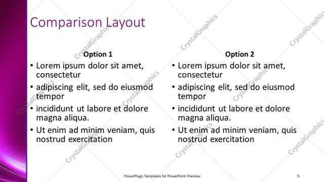 Comparison presentation slide layout