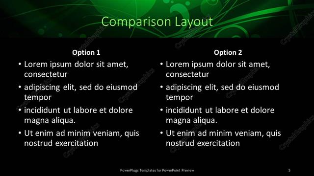 Comparison presentation slide layout
