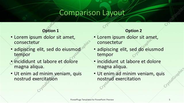 Comparison presentation slide layout