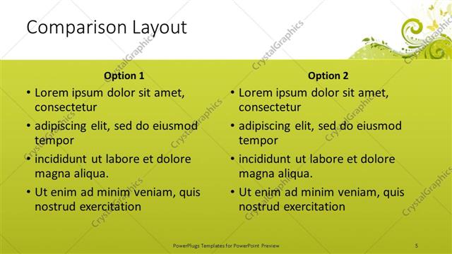 Comparison presentation slide layout
