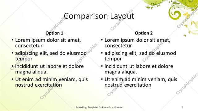Comparison presentation slide layout