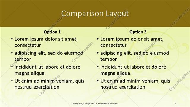 Comparison presentation slide layout