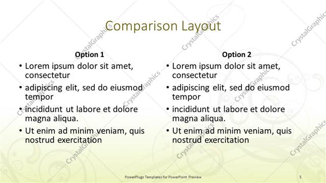 Comparison presentation slide layout