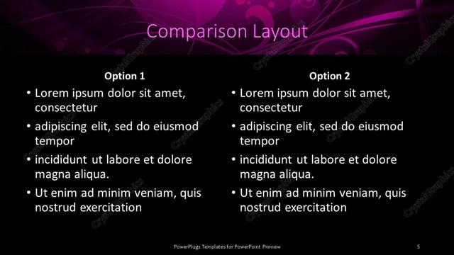 Comparison presentation slide layout