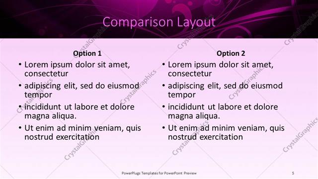 Comparison presentation slide layout