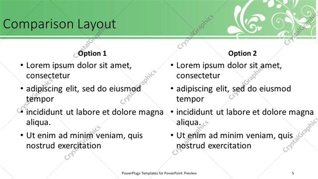 Comparison presentation slide layout