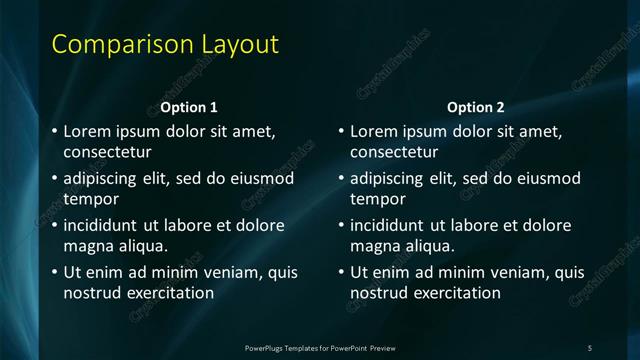 Comparison presentation slide layout