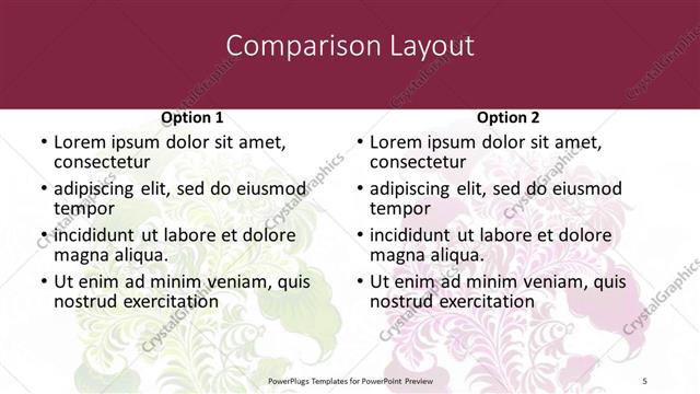 Comparison presentation slide layout
