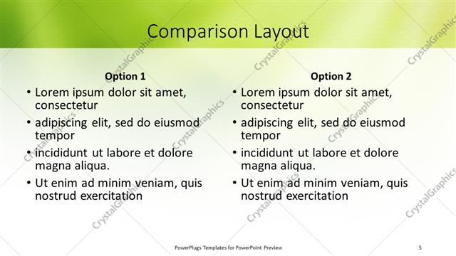 Comparison presentation slide layout