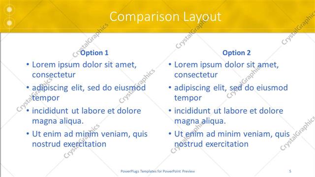 Comparison presentation slide layout