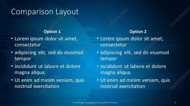 Comparison presentation slide layout