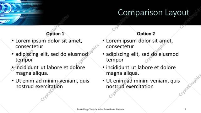Comparison presentation slide layout