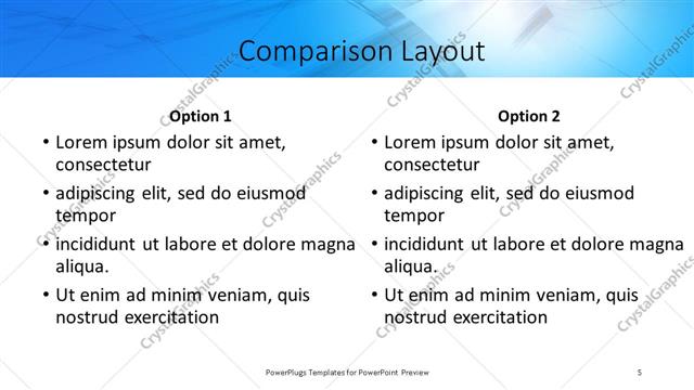 Comparison presentation slide layout