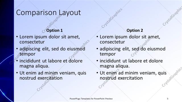 Comparison presentation slide layout