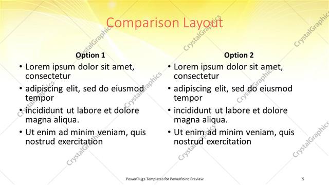 Comparison presentation slide layout