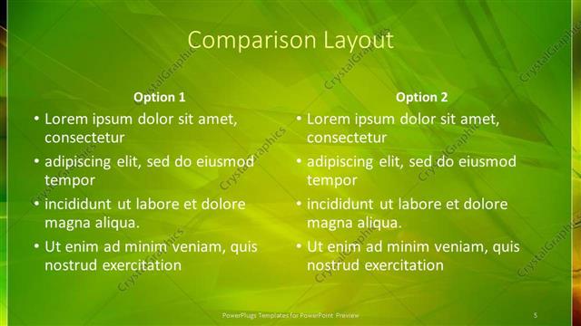 Comparison presentation slide layout