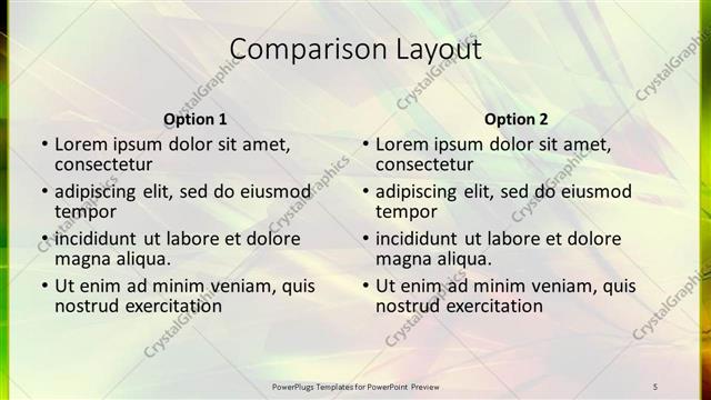 Comparison presentation slide layout