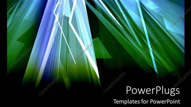  Presentation with abstract green - Abstract green and blue triangles on black background