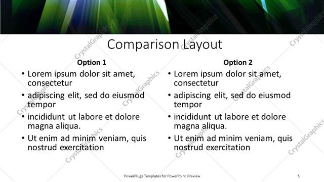 Comparison presentation slide layout