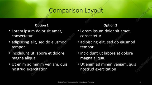 Comparison presentation slide layout