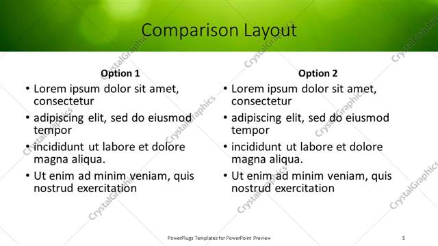 Comparison presentation slide layout