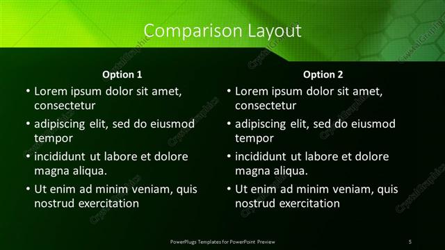 Comparison presentation slide layout