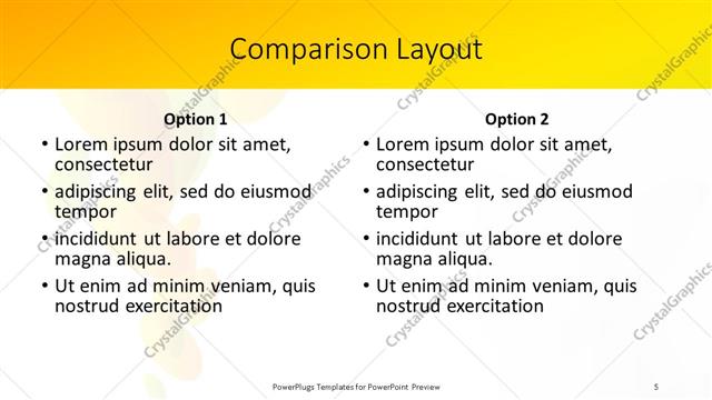 Comparison presentation slide layout