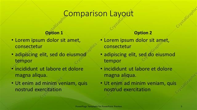 Comparison presentation slide layout