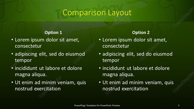 Comparison presentation slide layout