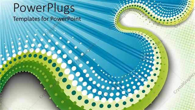  Presentation with blue green - Abstract green and white polka dots with blue stripes