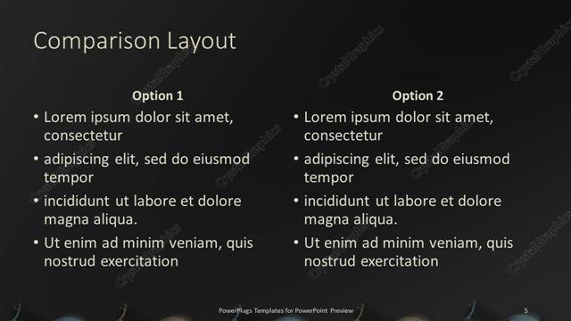Comparison presentation slide layout