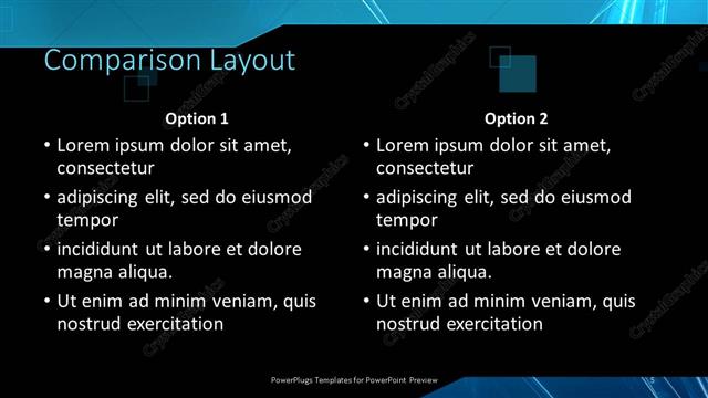 Comparison presentation slide layout
