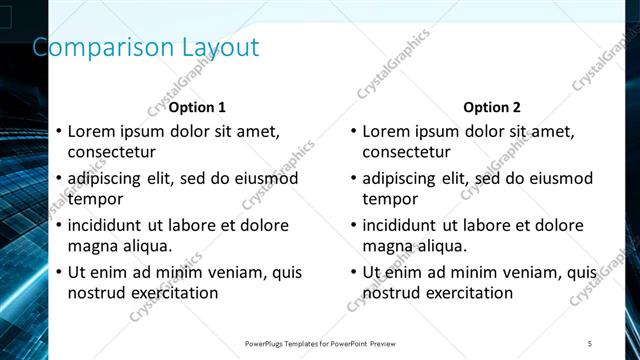 Comparison presentation slide layout