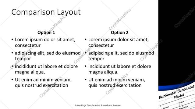 Comparison presentation slide layout
