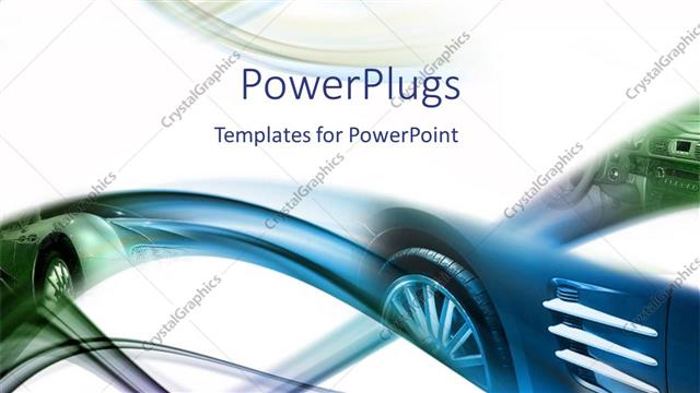  Presentation with sports car - Abstract image of sports car in blue and green on white background